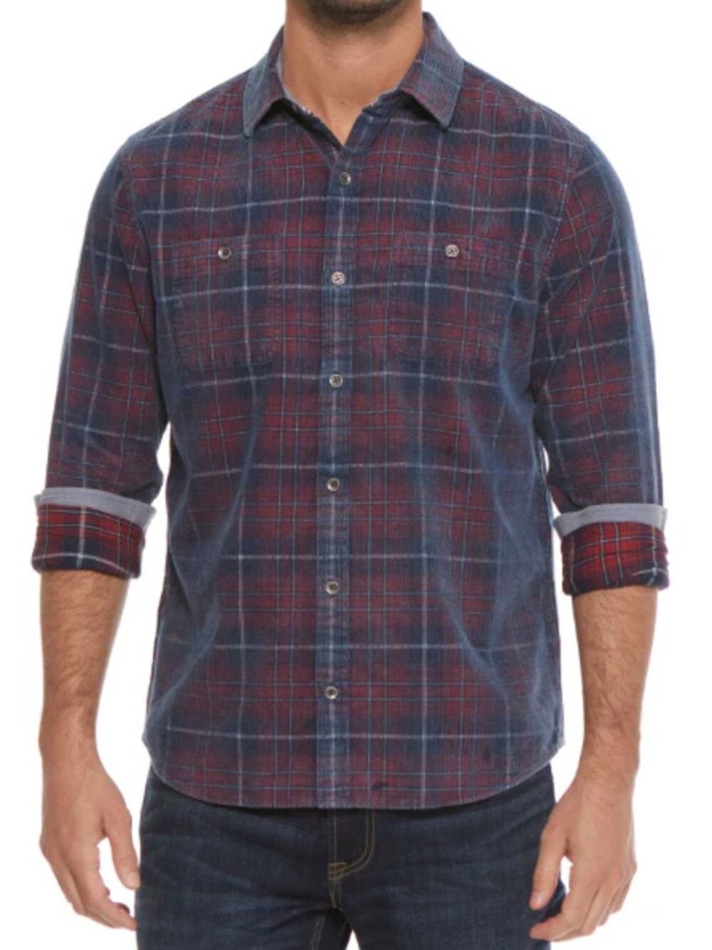 Flag and Anthem Navy/Red Vintage Wash Corduroy Shirt